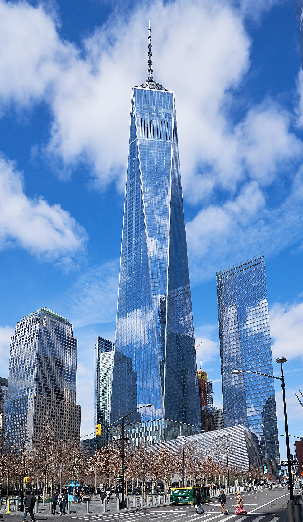 A tall glass office tower